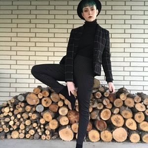 Super stretchy black pinstriped pants